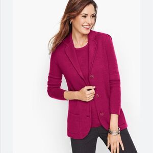TALBOTS Women's Size SMALL  Cardigan Sweater Purple Burgundy Pure Merino Wool